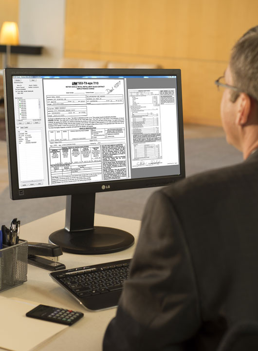 person looking at a digital document