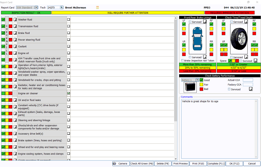 Vehicle Report card