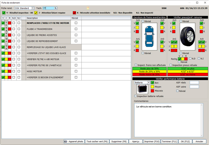 Fiche de rendement